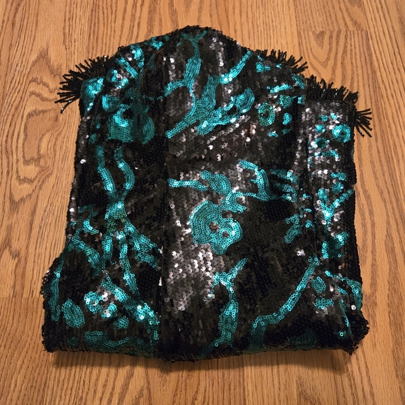 Alyce Jean De Lys Black Emerald Green Sequins Dress Mini Prom Formal Vintage 18 - Picture 16 of 16